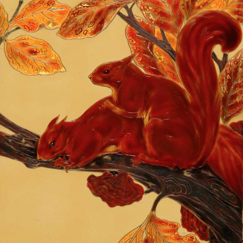Écureuils roux branchés. 1935.